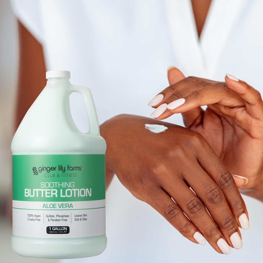 image:imageGinger Lily Farms Club amp Fitness Soothing Butter Lotion for Dry Skin 100 Vegan amp CrueltyFree Ocean Breeze Scent 1 Gallon 128 fl oz RefillAloe Vera