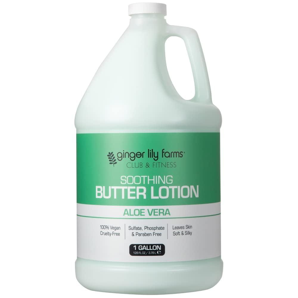 image:imageGinger Lily Farms Club amp Fitness Soothing Butter Lotion for Dry Skin 100 Vegan amp CrueltyFree Ocean Breeze Scent 1 Gallon 128 fl oz RefillAloe Vera