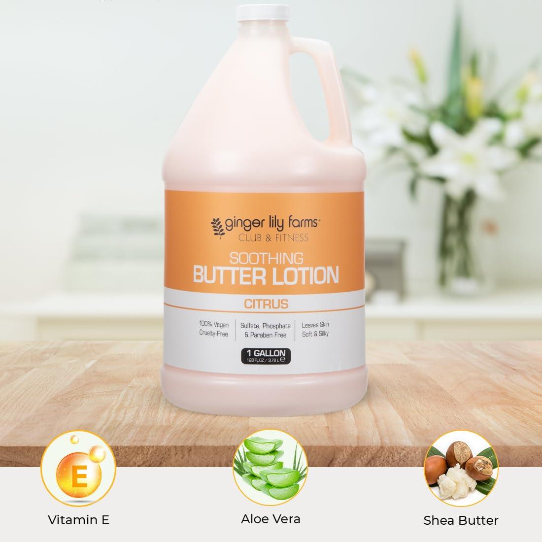 image:imageGinger Lily Farms Club amp Fitness Soothing Butter Lotion for Dry Skin 100 Vegan amp CrueltyFree Ocean Breeze Scent 1 Gallon 128 fl oz RefillCitrus