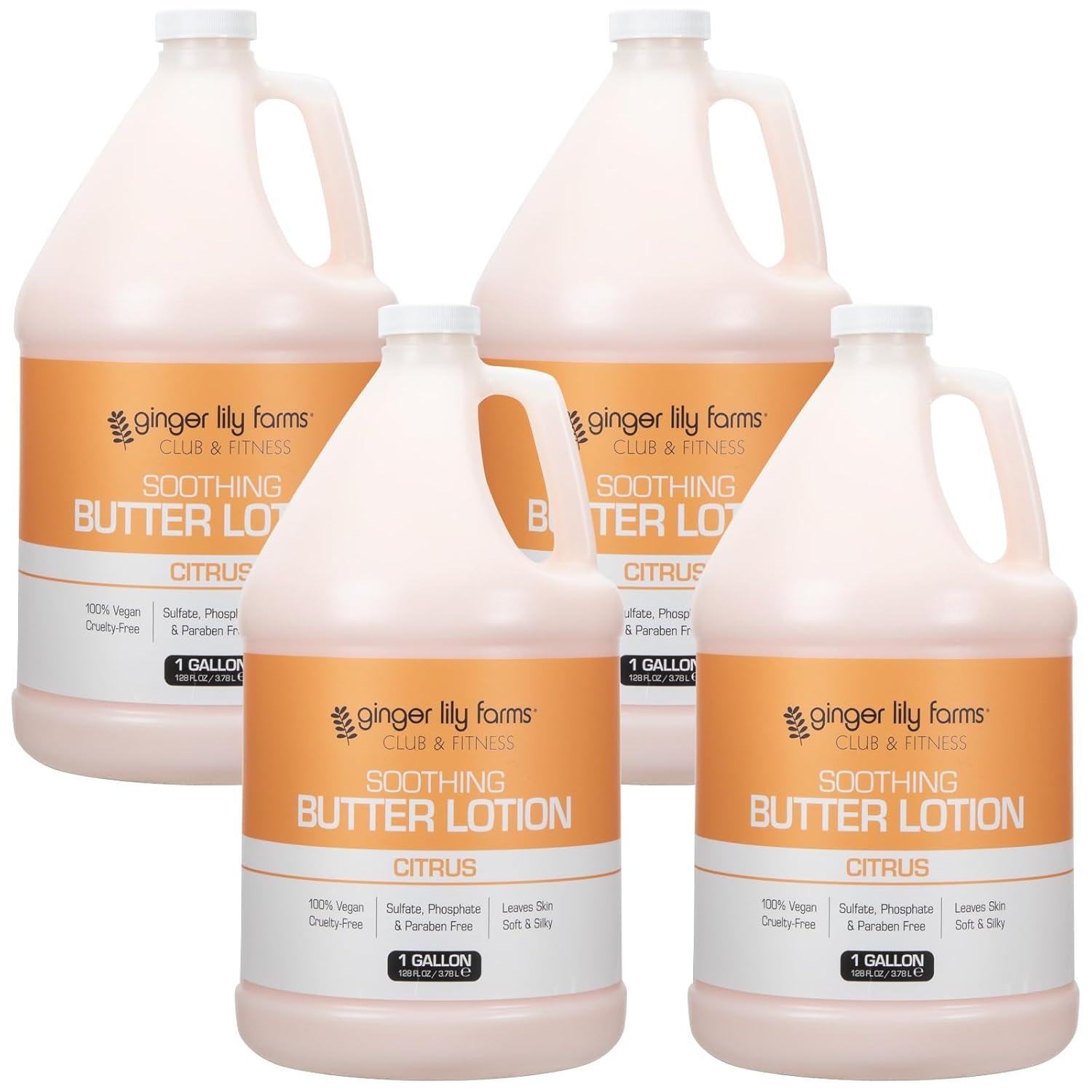 image:imageGinger Lily Farms Club amp Fitness Soothing Butter Lotion for Dry Skin 100 Vegan amp CrueltyFree Ocean Breeze Scent 1 Gallon 128 fl oz RefillCitrus