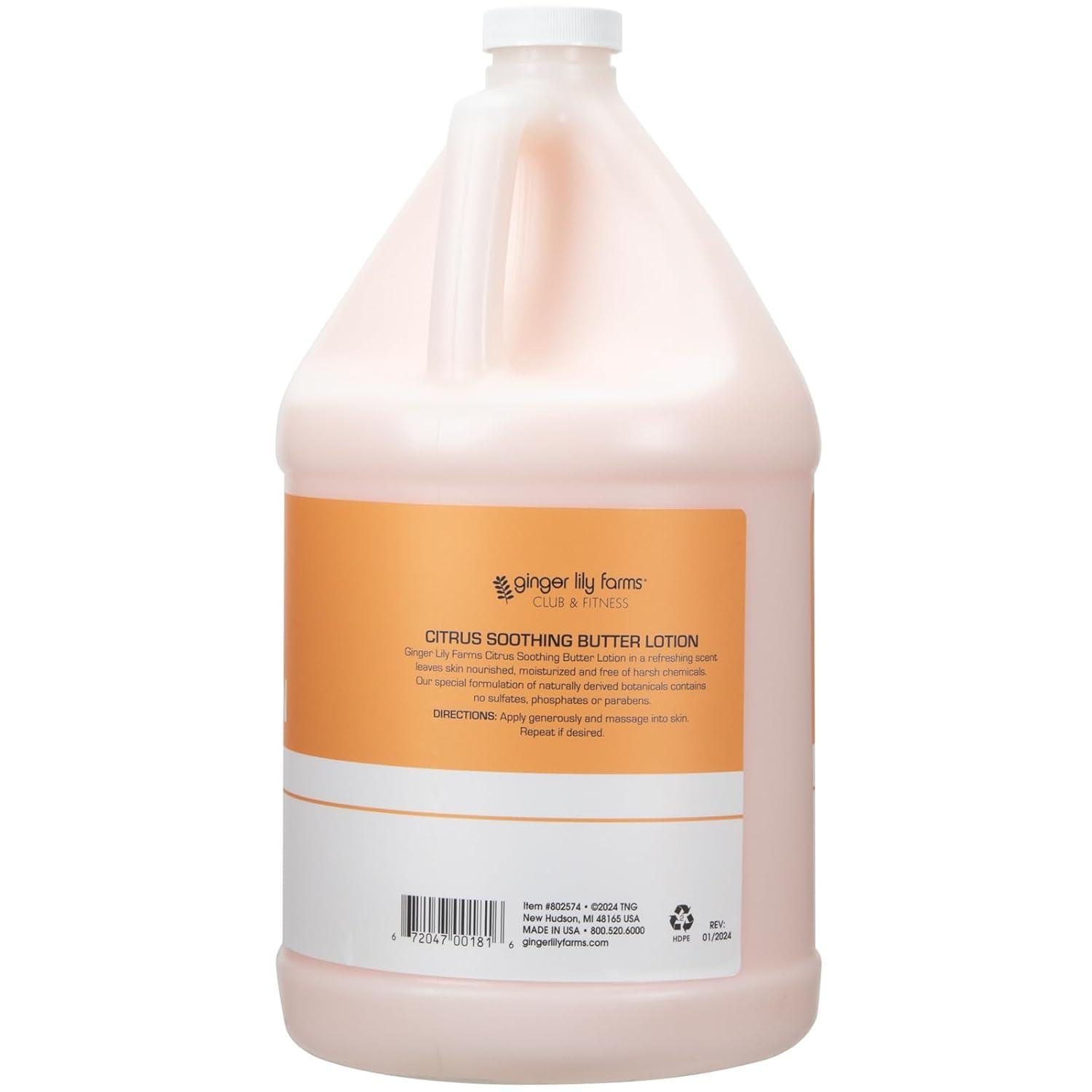 image:imageGinger Lily Farms Club amp Fitness Soothing Butter Lotion for Dry Skin 100 Vegan amp CrueltyFree Ocean Breeze Scent 1 Gallon 128 fl oz RefillCitrus