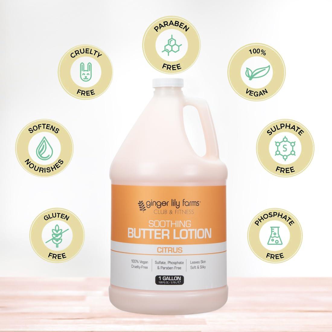 image:imageGinger Lily Farms Club amp Fitness Soothing Butter Lotion for Dry Skin 100 Vegan amp CrueltyFree Ocean Breeze Scent 1 Gallon 128 fl oz RefillCitrus