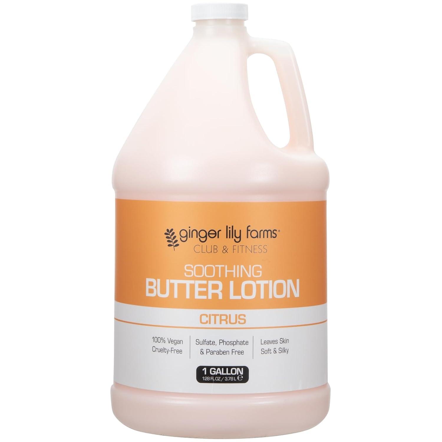 image:imageGinger Lily Farms Club amp Fitness Soothing Butter Lotion for Dry Skin 100 Vegan amp CrueltyFree Ocean Breeze Scent 1 Gallon 128 fl oz RefillCitrus
