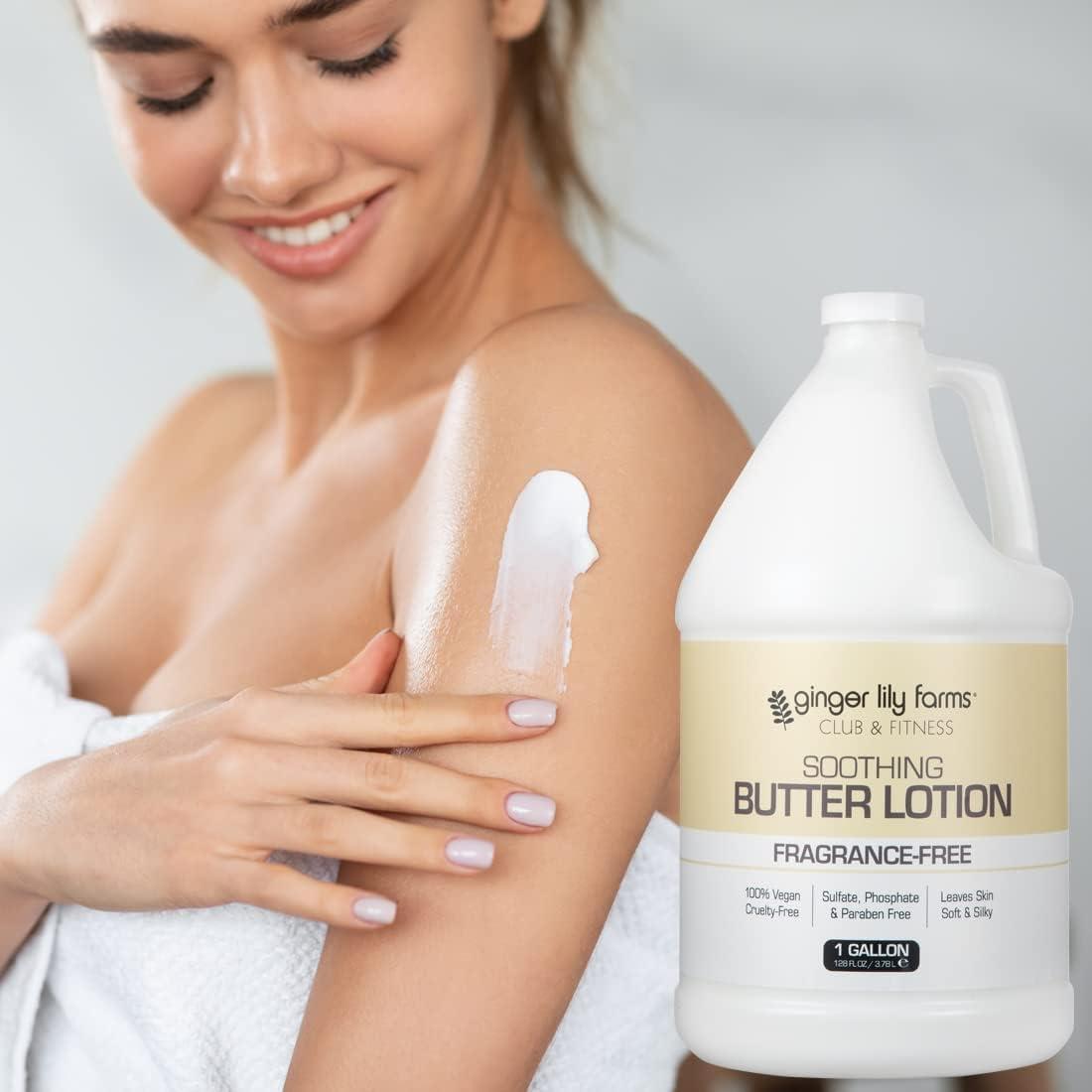 image:imageGinger Lily Farms Club amp Fitness Soothing Butter Lotion for Dry Skin 100 Vegan amp CrueltyFree Ocean Breeze Scent 1 Gallon 128 fl oz RefillFragrance Free