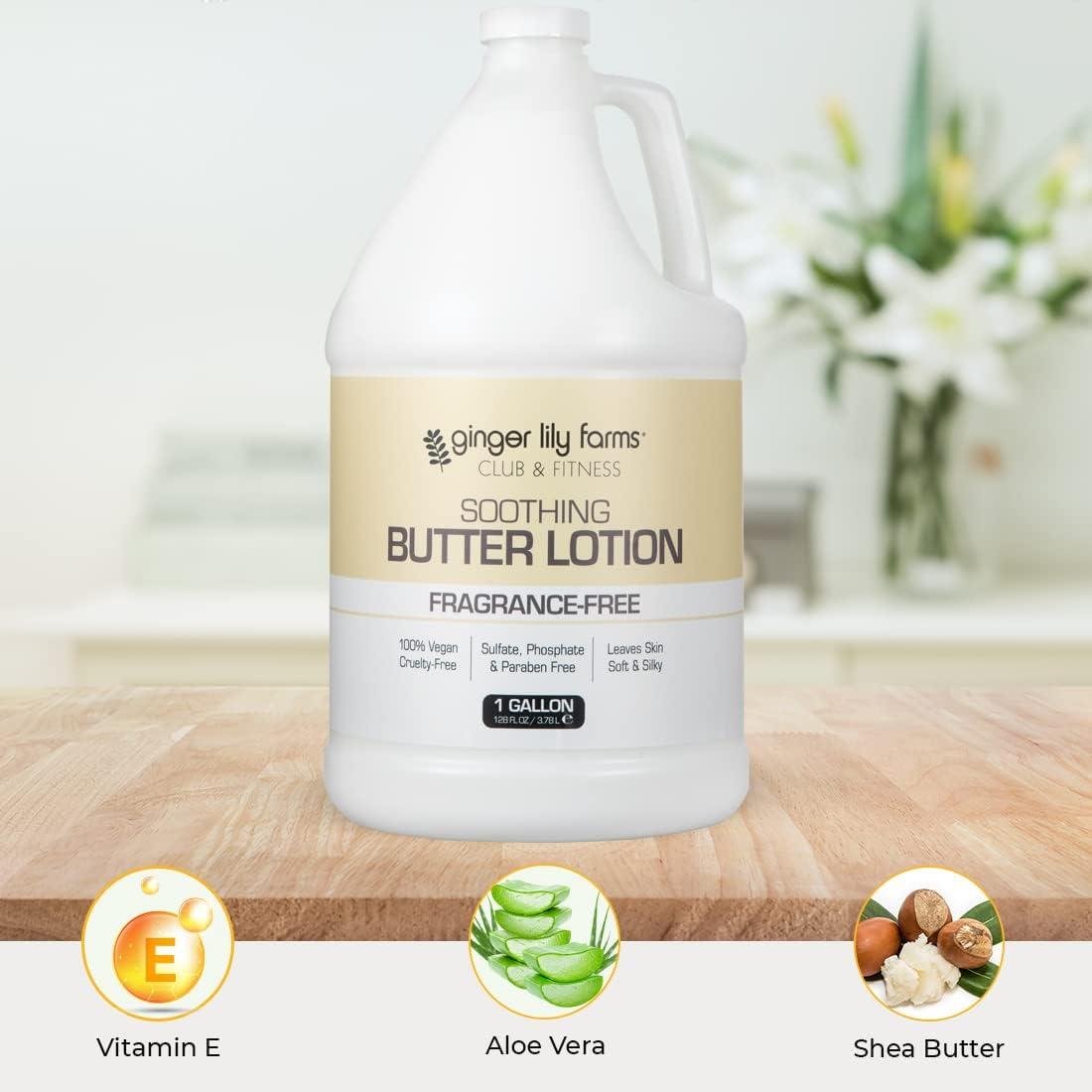 image:imageGinger Lily Farms Club amp Fitness Soothing Butter Lotion for Dry Skin 100 Vegan amp CrueltyFree Ocean Breeze Scent 1 Gallon 128 fl oz RefillFragrance Free