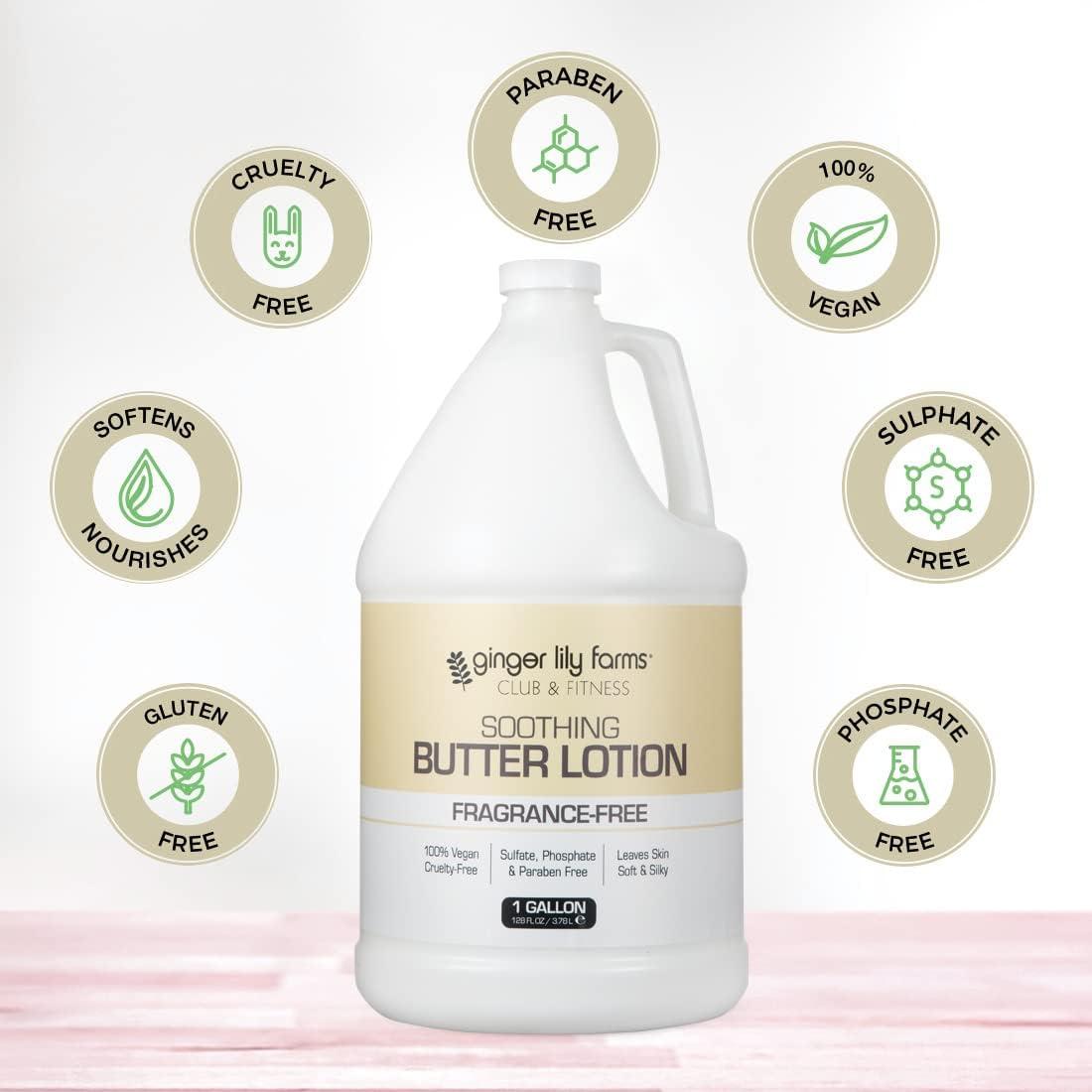 image:imageGinger Lily Farms Club amp Fitness Soothing Butter Lotion for Dry Skin 100 Vegan amp CrueltyFree Ocean Breeze Scent 1 Gallon 128 fl oz RefillFragrance Free