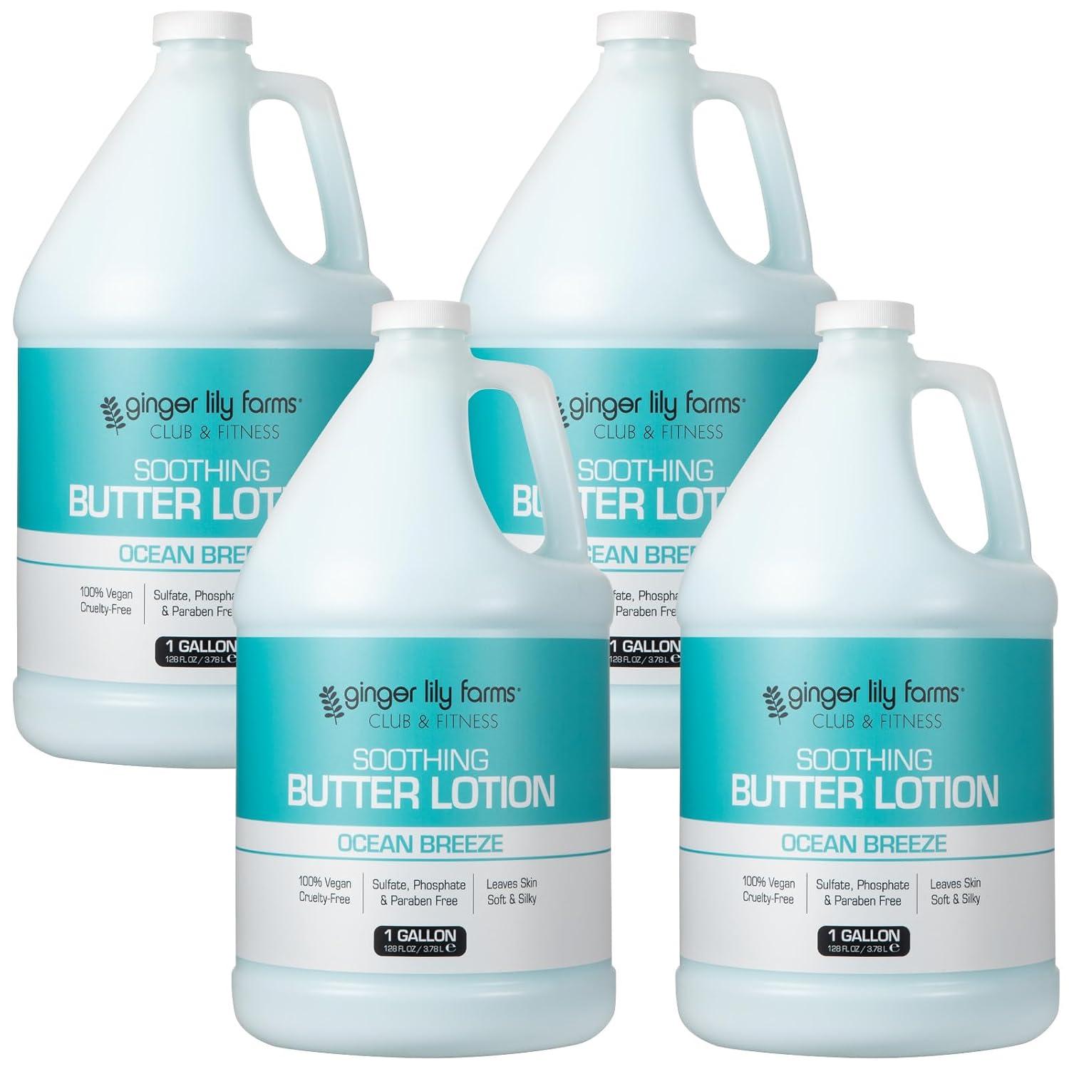 image:imageGinger Lily Farms Club amp Fitness Soothing Butter Lotion for Dry Skin 100 Vegan amp CrueltyFree Ocean Breeze Scent 1 Gallon 128 fl oz RefillOcean Breeze