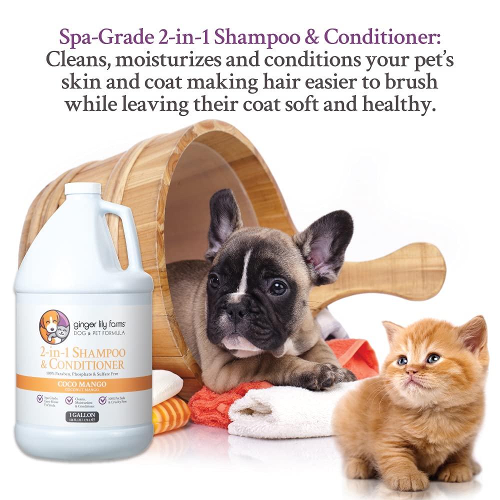 image:imageGinger Lily Farms Dog amp Pet Formula 2in1 Shampoo amp Conditioner 100 Vegan amp CrueltyFree Coco Mango 1 Gallon Refill 128 fl oz