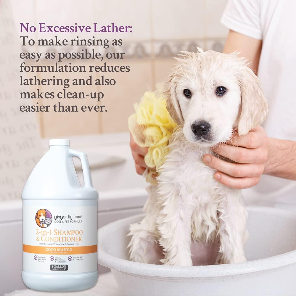 image:imageGinger Lily Farms Dog amp Pet Formula 2in1 Shampoo amp Conditioner 100 Vegan amp CrueltyFree Coco Mango 1 Gallon Refill 128 fl oz