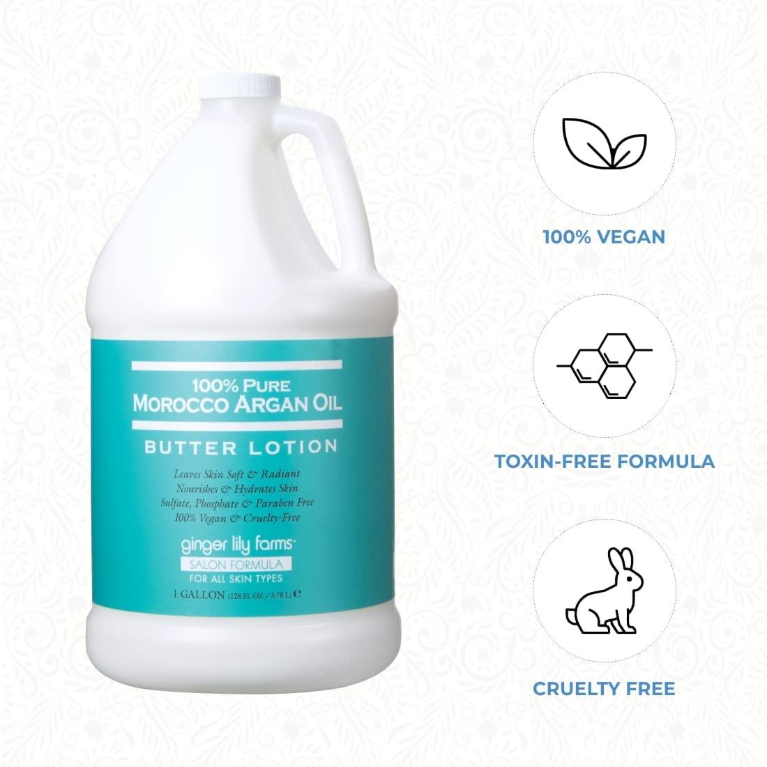 image:imageGinger Lily Farms Salon Formula 100 Pure Morocco Argan Oil Butter Lotion for All Skin Types 100 Vegan amp CrueltyFree 1 Gallon 128 fl oz Refill128 Fl Oz Pack of 4