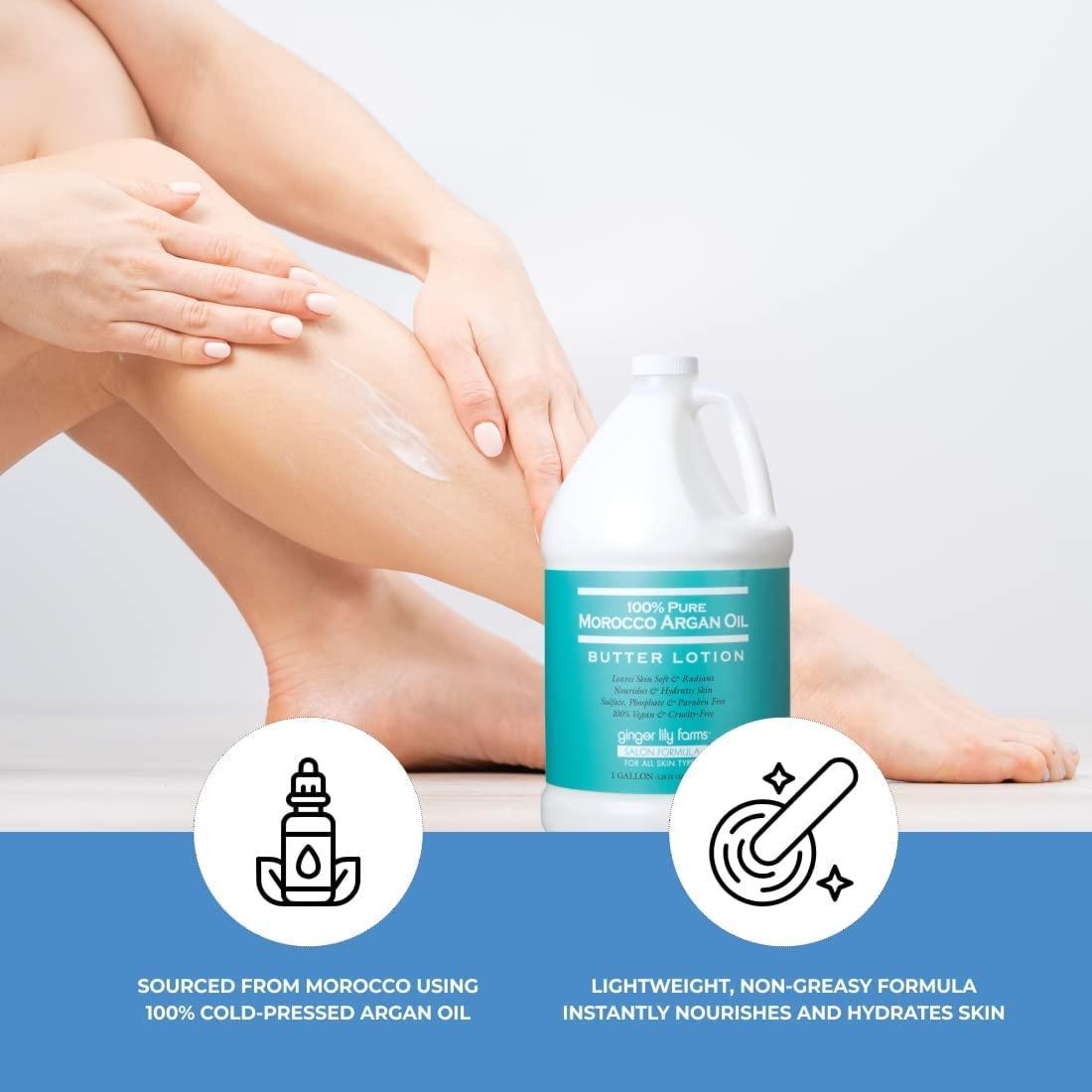 image:imageGinger Lily Farms Salon Formula 100 Pure Morocco Argan Oil Butter Lotion for All Skin Types 100 Vegan amp CrueltyFree 1 Gallon 128 fl oz Refill128 Fl Oz Pack of 4