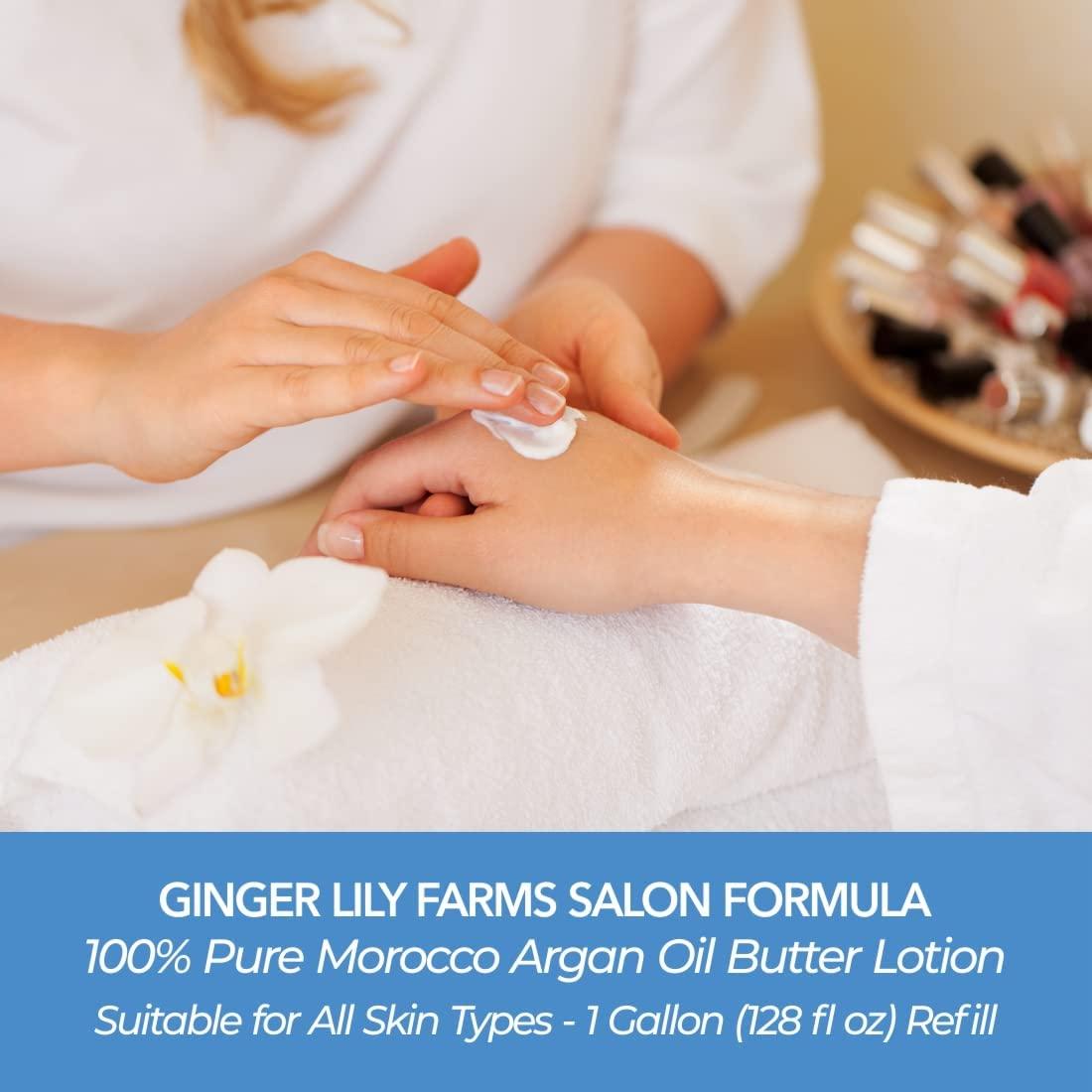 image:imageGinger Lily Farms Salon Formula 100 Pure Morocco Argan Oil Butter Lotion for All Skin Types 100 Vegan amp CrueltyFree 1 Gallon 128 fl oz Refill128 Fl Oz Pack of 4
