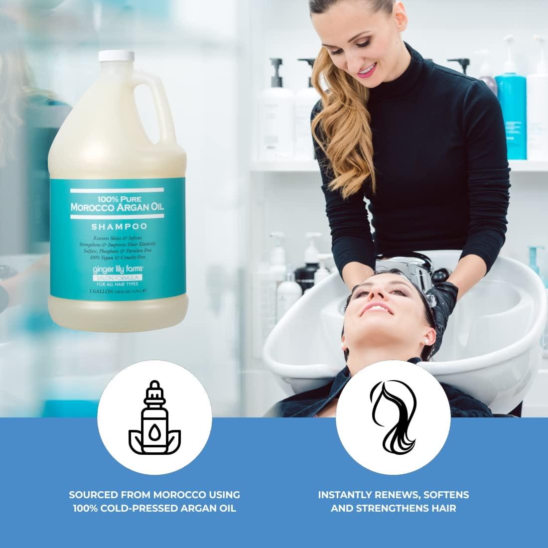 image:imageGinger Lily Farms Salon Formula 100 Pure Morocco Argan Oil Shampoo for All Hair Types 100 Vegan amp CrueltyFree 1 Gallon 128 Fl Oz Pack of 1 Refill128 Fl Oz Pack of 1