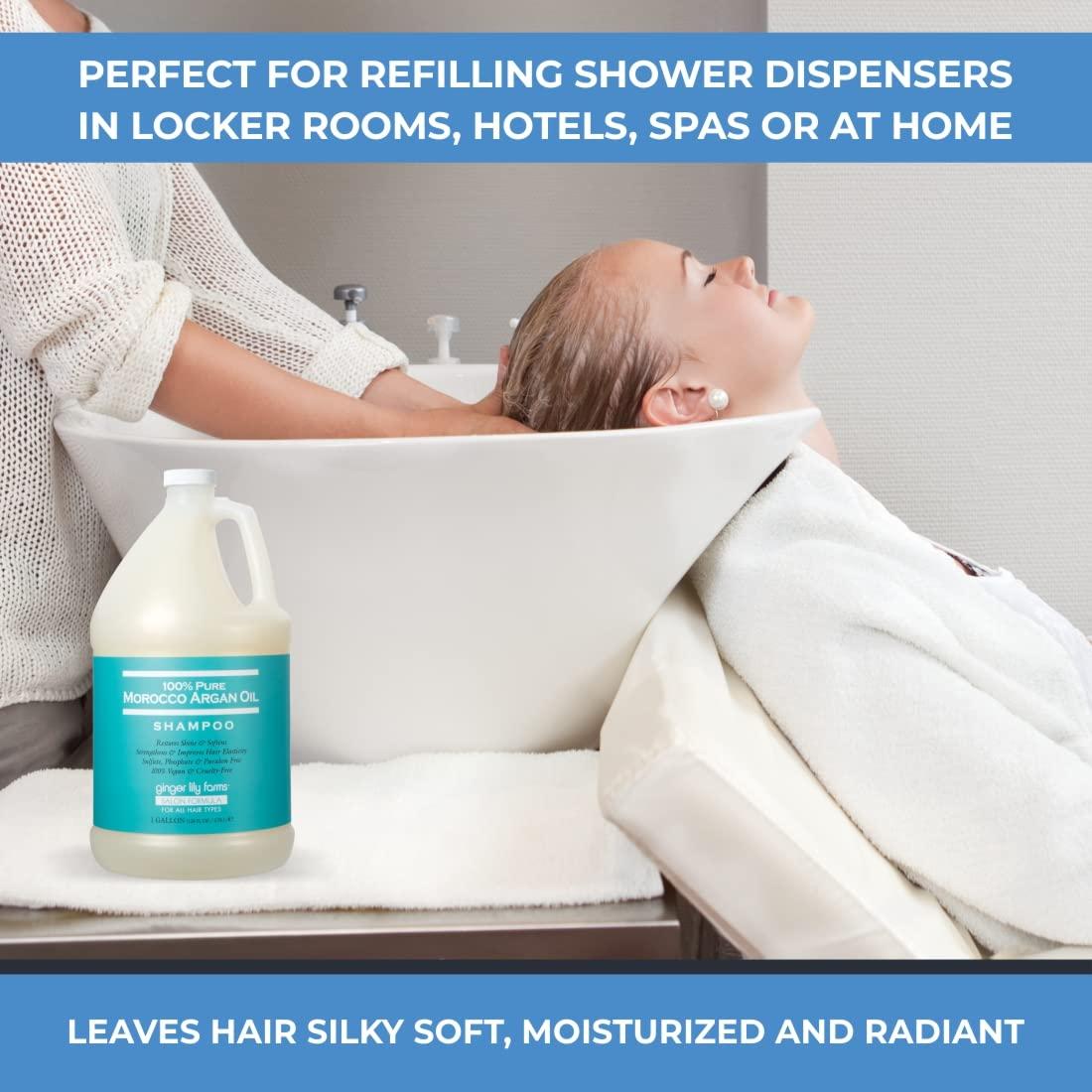 image:imageGinger Lily Farms Salon Formula 100 Pure Morocco Argan Oil Shampoo for All Hair Types 100 Vegan amp CrueltyFree 1 Gallon 128 Fl Oz Pack of 1 Refill128 Fl Oz Pack of 1