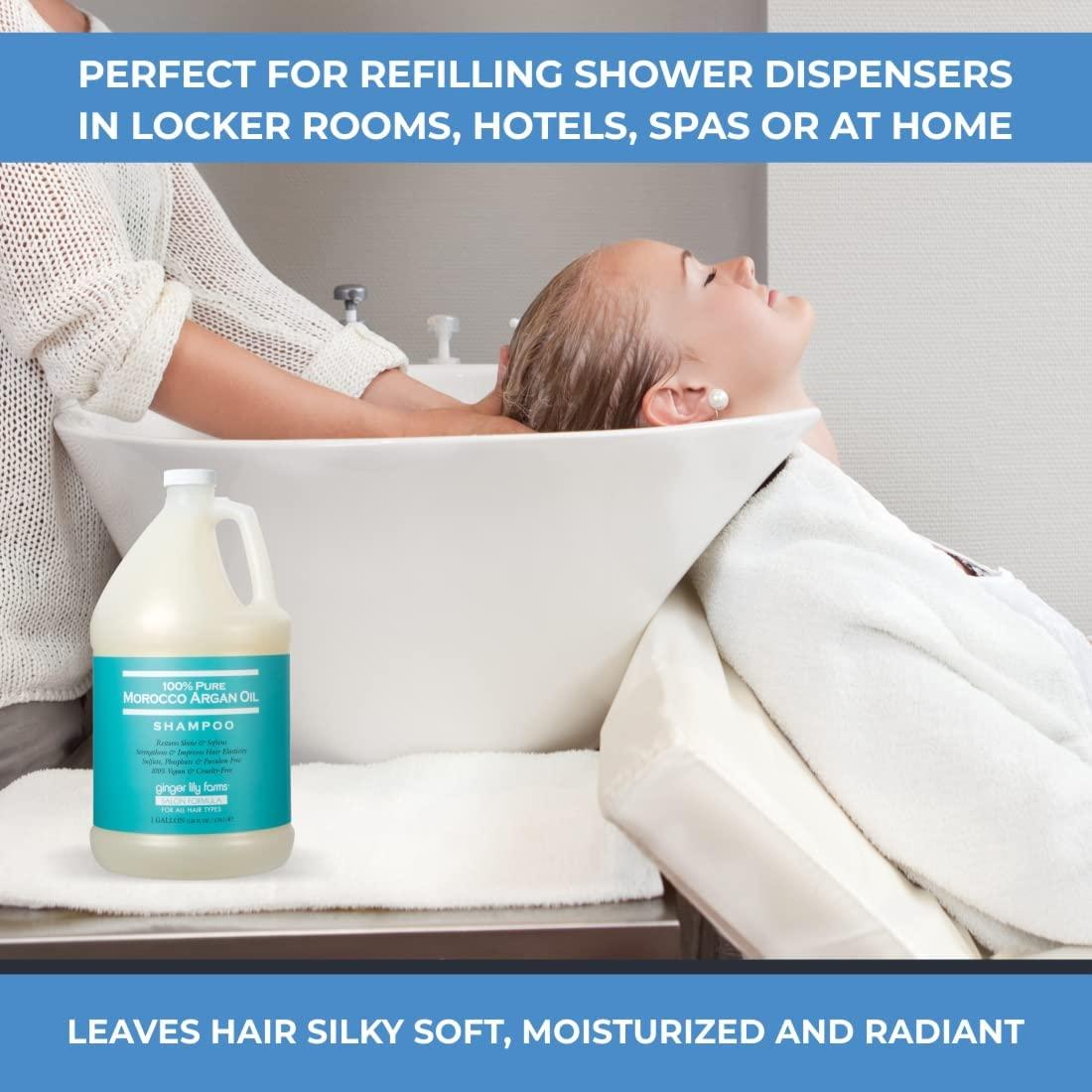 image:imageGinger Lily Farms Salon Formula 100 Pure Morocco Argan Oil Shampoo for All Hair Types 100 Vegan amp CrueltyFree 1 Gallon 128 Fl Oz Pack of 1 Refill128 Fl Oz Pack of 4