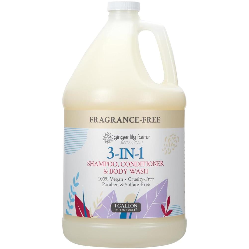 image:imageGinger Lily Farms Botanicals 3in1 Shampoo Conditioner amp Body Wash Island Tranquility 100 Vegan amp CrueltyFree Green Tea Lemongrass Scent 1 Gallon Pack of 4Fragrance Free