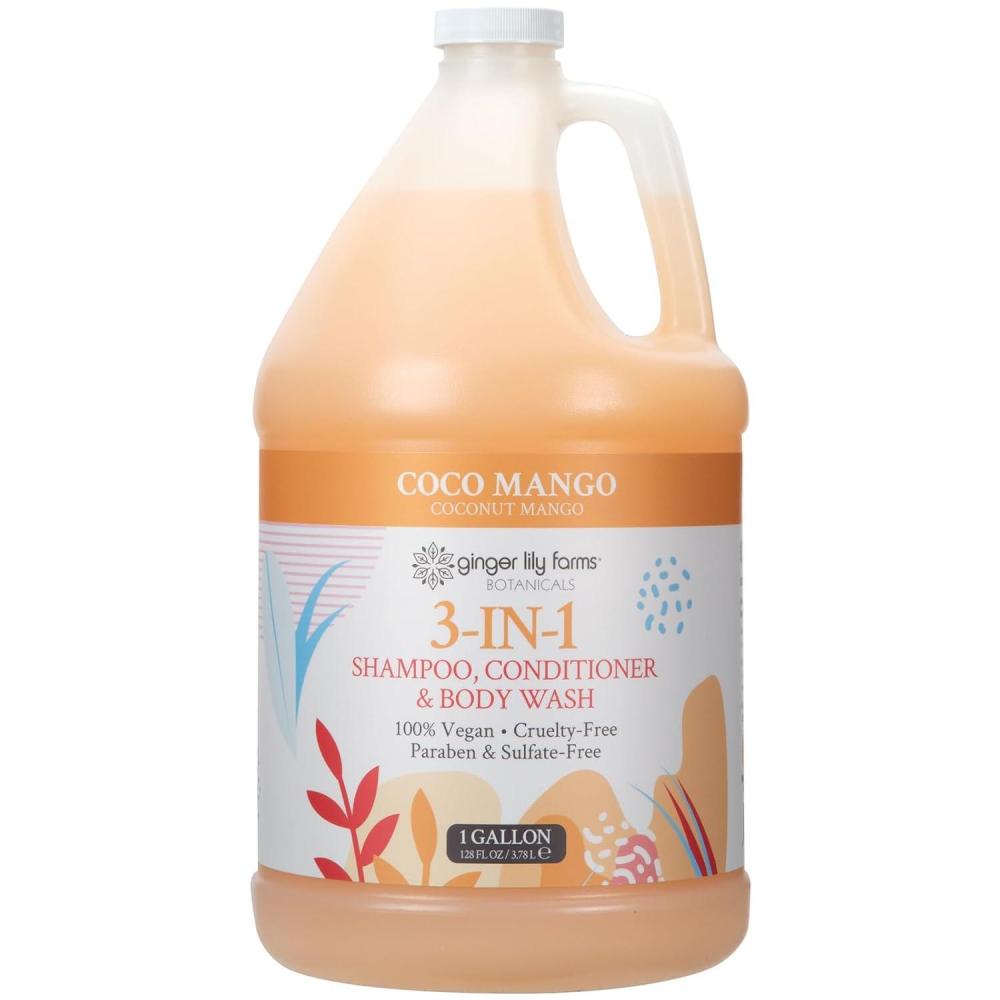 image:imageGinger Lily Farms Botanicals 3in1 Shampoo Conditioner amp Body Wash Island Tranquility 100 Vegan amp CrueltyFree Green Tea Lemongrass Scent 1 Gallon Pack of 4Coco Mango