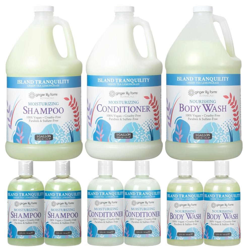 image:imageGinger Lily Farms Botanicals Hospitality Kit Island Tranquility 9Pc Set Includes Shampoo Conditioner amp Body Wash 100 Vegan amp CrueltyFree Green Tea Lemongrass ScentIsland Tranquility