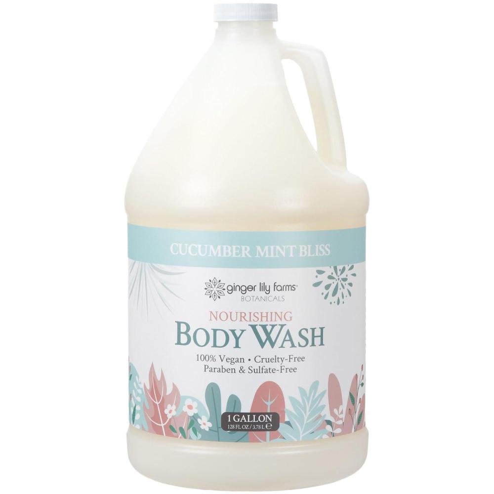 image:imageGinger Lily Farms Botanicals Nourishing Body Wash 100 Vegan amp CrueltyFree Bath amp Shower Gel for Men and Women Lavender Chamomile Scent 1 Gallon Refill 128 fl ozCucumber Mint Bliss