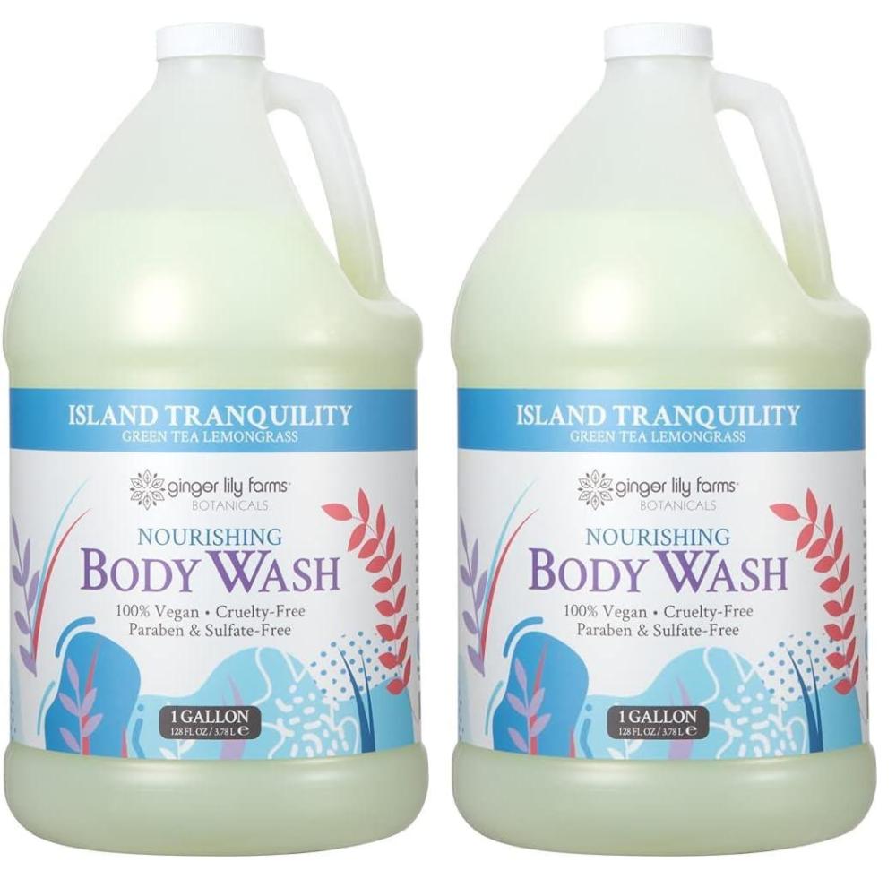 image:imageGinger Lily Farms Botanicals Nourishing Body Wash 100 Vegan amp CrueltyFree Bath amp Shower Gel for Men and Women Lavender Chamomile Scent 1 Gallon Refill 128 fl ozIsland Tranquility