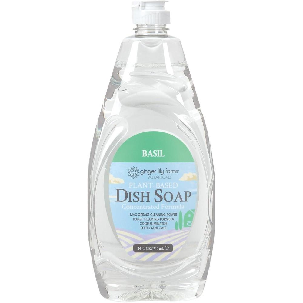 image:imageGinger Lily Farms Botanicals PlantBased Liquid Dish Soap Concentrated Formula with Max Grease Cleaning Power CrueltyFree Basil Scent 1 Gallon Refill 128 Fl Oz Pack of 4Basil