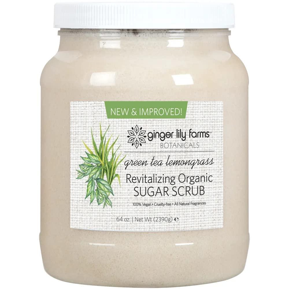 image:imageGinger Lily Farms Botanicals Revitalizing Organic Sugar Scrub AllNatural Skin Exfoliating Sugar Crystals 100 Vegan amp CrueltyFree FragranceFree 64 ozGreen Tea Lemongrass