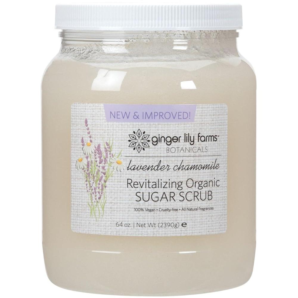 image:imageGinger Lily Farms Botanicals Revitalizing Organic Sugar Scrub AllNatural Skin Exfoliating Sugar Crystals 100 Vegan amp CrueltyFree FragranceFree 64 ozLavender Chamomile