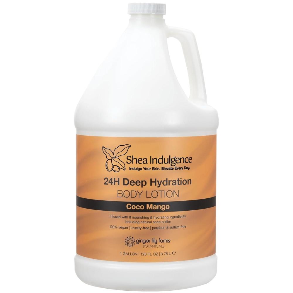 image:imageGinger Lily Farms Botanicals Shea Indulgence 24H Deep Hydration Body Lotion Coco Mango 100 Vegan amp CrueltyFree Coconut Mango Scent 1 Gallon 128 fl oz RefillCoco Mango