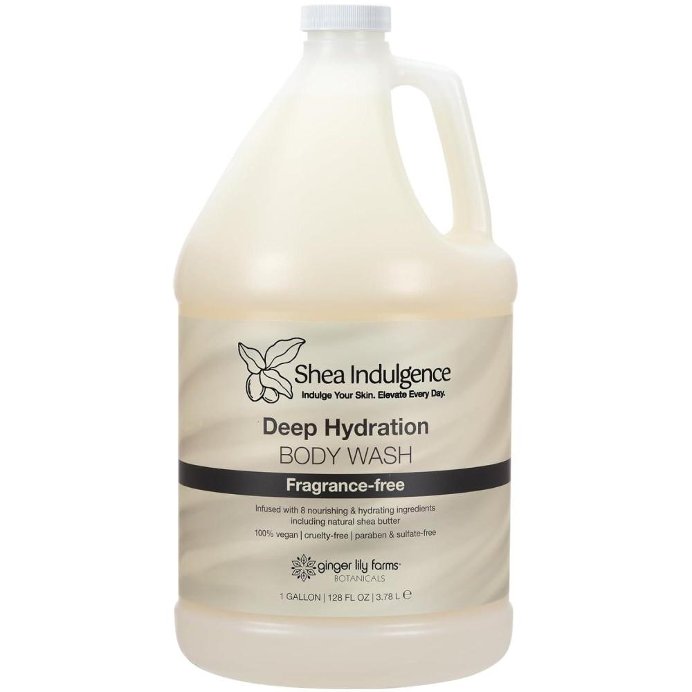 image:imageGinger Lily Farms Botanicals Shea Indulgence Deep Hydration Body Wash 100 Vegan amp CrueltyFree FragranceFree 1 Gallon 128 fl oz RefillFragrance Free