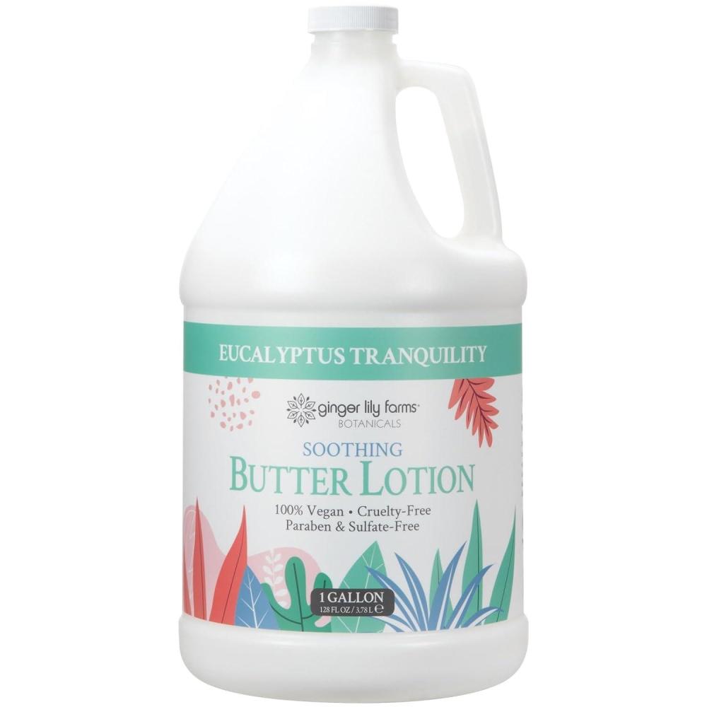 image:imageGinger Lily Farms Botanicals Soothing Butter Lotion for Dry Sensitive Skin 100 Vegan amp CrueltyFree Fragrance Free 1 Gallon 128 fl oz Refill pack of 1Eucalyptus Tranquility