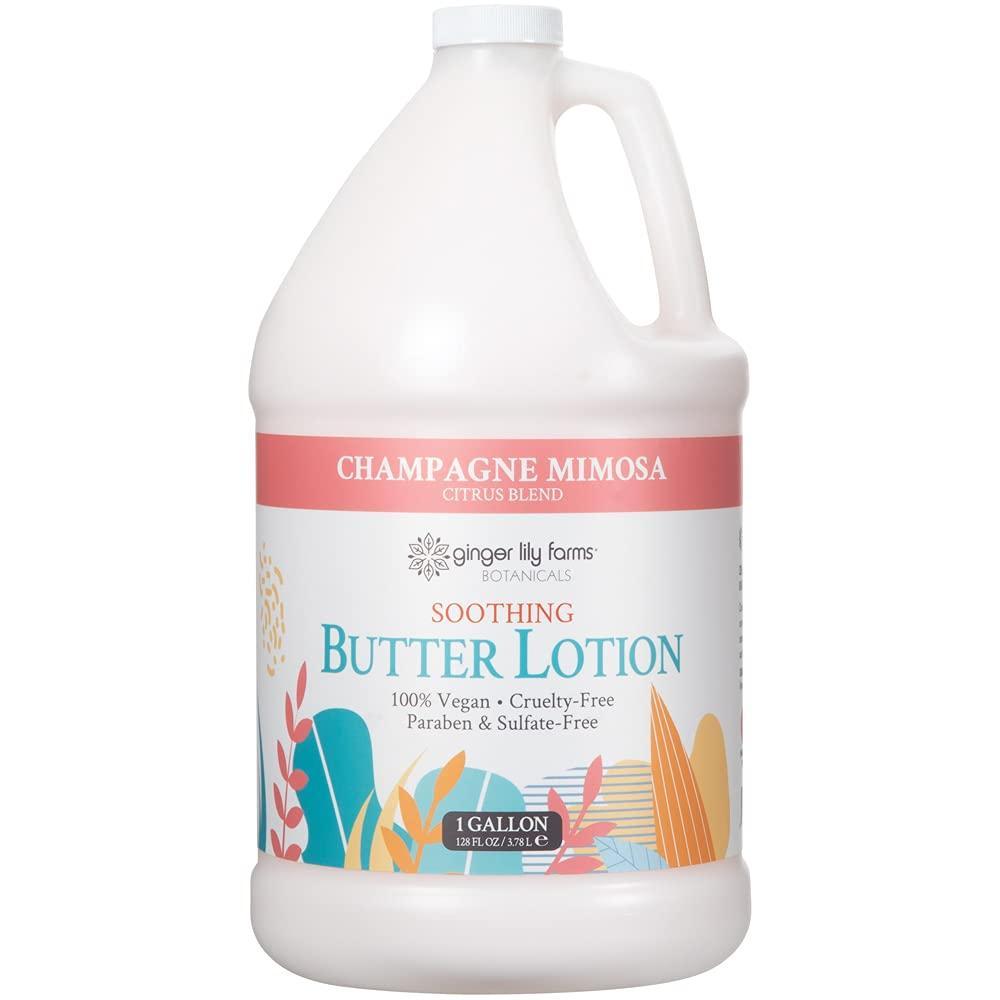 image:imageGinger Lily Farms Botanicals Soothing Butter Lotion for Dry Skin Champagne Mimosa 100 Vegan amp CrueltyFree Citrus Blend Scent 1 Gallon 128 fl oz Refill