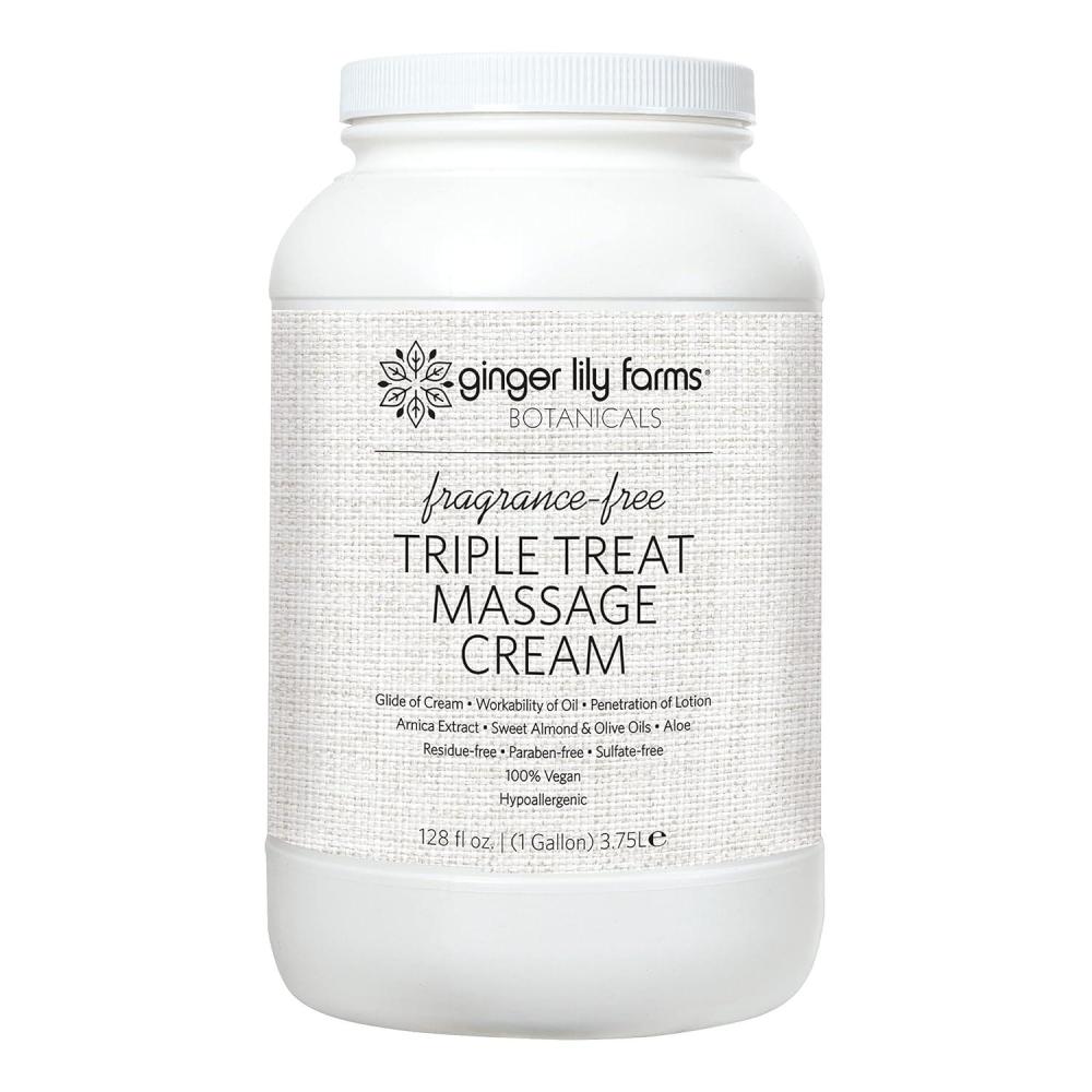 image:imageGinger Lily Farms Botanicals Triple Treat Massage Cream 100 Vegan amp CrueltyFree FragranceFree 1 Gallon
