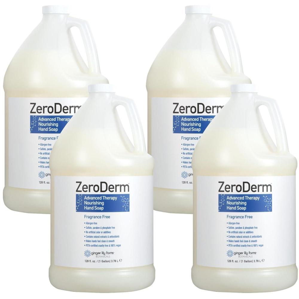 image:imageGinger Lily Farms Botanicals ZeroDerm Advanced Therapy Nourishing Liquid Hand Soap Refill 100 Vegan CrueltyFree FragranceFree Unscented 128 Fl Oz128 Fl Oz Pack of 4