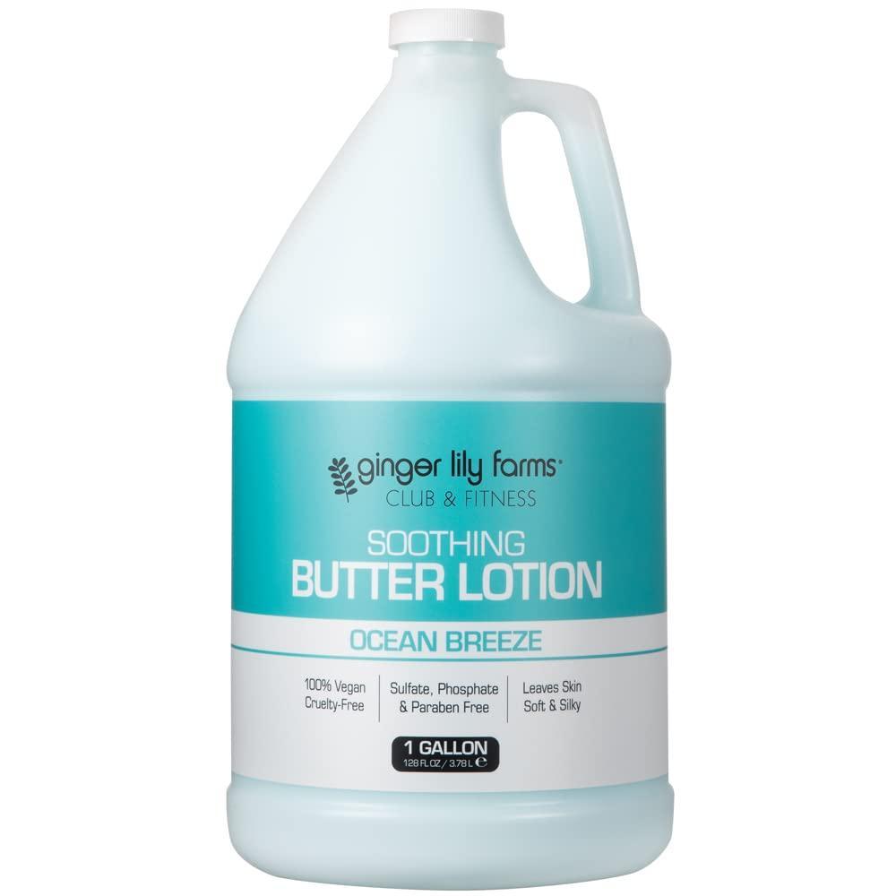 image:imageGinger Lily Farms Club amp Fitness Soothing Butter Lotion for Dry Skin 100 Vegan amp CrueltyFree Ocean Breeze Scent 1 Gallon 128 fl oz RefillOcean Breeze