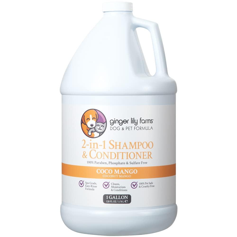 image:imageGinger Lily Farms Dog amp Pet Formula 2in1 Shampoo amp Conditioner 100 Vegan amp CrueltyFree Coco Mango 1 Gallon Refill 128 fl oz