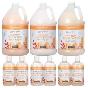 Ginger Lily Farms Botanicals Hospitality Kit, Island Tranquility, 9-Pc Set Includes Shampoo, Conditioner & Body Wash, 100% Vegan & Cruelty-Free, Green Tea Lemongrass Scent(Coco Mango)