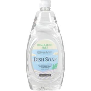 Ginger Lily Farms Botanicals Plant-Based Liquid Dish Soap, Concentrated Formula with Max Grease Cleaning Power, Cruelty-Free, Basil Scent, 1 Gallon Refill (128 Fl. Oz.) (Pack of 4)(Fragrance Free)