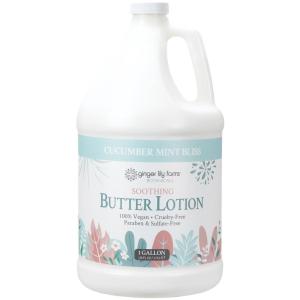 Ginger Lily Farms Botanicals Soothing Butter Lotion for Dry, Sensitive Skin, 100% Vegan & Cruelty-Free, Fragrance Free, 1 Gallon (128 fl oz) Refill (pack of 1)(Cucumber Mint Bliss)