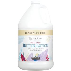 Ginger Lily Farms Botanicals Soothing Butter Lotion for Dry, Sensitive Skin, 100% Vegan & Cruelty-Free, Fragrance Free, 1 Gallon (128 fl oz) Refill (pack of 1)(Fragrance Free)