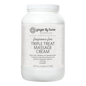 Ginger Lily Farms Botanicals Triple Treat Massage Cream, 100% Vegan & Cruelty-Free, Fragrance-Free, 1 Gallon