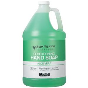 Ginger Lily Farms Club & Fitness Conditioning Liquid Hand Soap Refill, 100% Vegan & Cruelty-Free, Rain Water Scent, 1 Gallon (128 fl oz)(Aloe Vera)