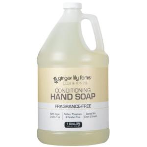 Ginger Lily Farms Club & Fitness Conditioning Liquid Hand Soap Refill, 100% Vegan & Cruelty-Free, Rain Water Scent, 1 Gallon (128 fl oz)(Fragrance Free)