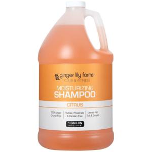 Ginger Lily Farms Club & Fitness Moisturizing Shampoo for All Hair Types, 100% Vegan & Cruelty-Free, Aloe Vera Scent, 1 Gallon Refill (Pack of 4)(Citrus)