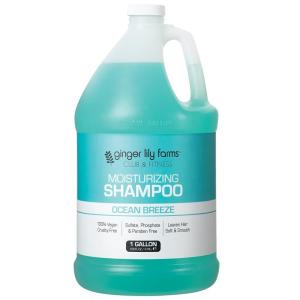 Ginger Lily Farms Club & Fitness Moisturizing Shampoo for All Hair Types, 100% Vegan & Cruelty-Free, Aloe Vera Scent, 1 Gallon Refill (Pack of 4)(Ocean Breeze)