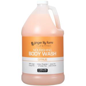 Ginger Lily Farms Club & Fitness Nourishing Body Wash, 100% Vegan & Cruelty-Free, Bath & Shower Gel for Men and Women, Citrus Scent, 1 Gallon (128 fl. oz.) Refill(Citrus)
