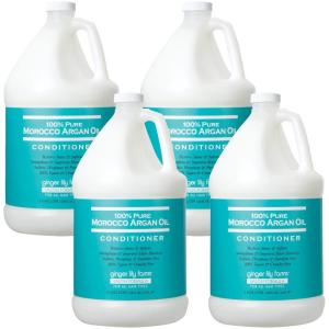 Ginger Lily Farms Salon Formula 100% Pure Morocco Argan Oil Conditioner for All Hair Types, 100% Vegan & Cruelty-Free, 1 Gallon, 128 Fl Oz (Pack of 1) Refill(128 Fl Oz (Pack of 4))
