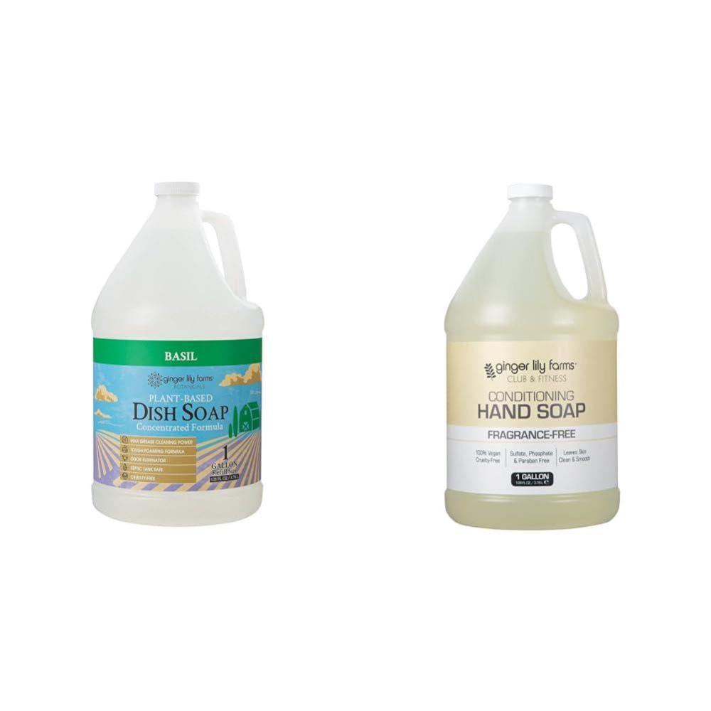 image:imageGinger Lily Farms Botanicals PlantBased Liquid Dish Soap Concentrated Formula amp Club amp Fitness Conditioning Liquid Hand Soap Refill 100 Vegan amp CrueltyFree